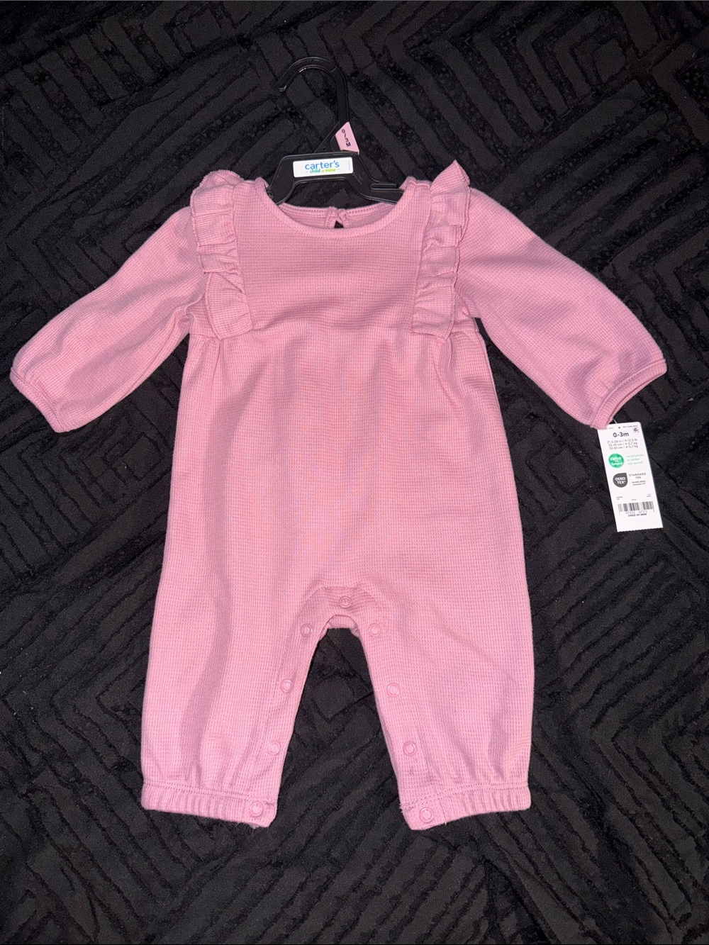 Carter's Light Pink Ruffle Shoulder Long-Sleeve Footed One-Piece